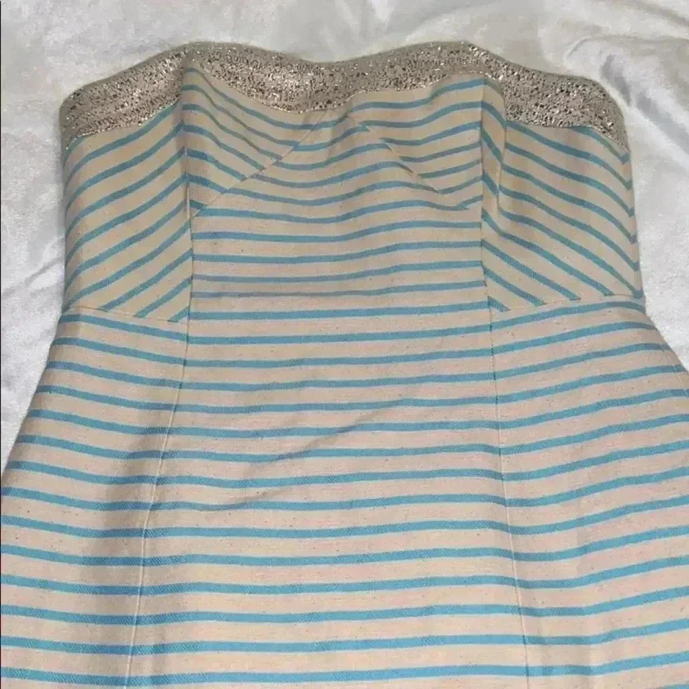 Bayview Stripe Metallic Blue Pulitzer dress Lilly Pulitzer 4 NWT - Picture 2 of 12